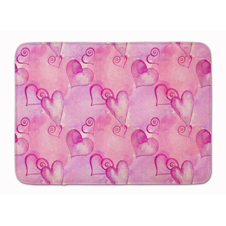 Carolines Treasures Watercolor Hot Pink Hearts Machine Washable Memory Foam Mat BB7564RUG